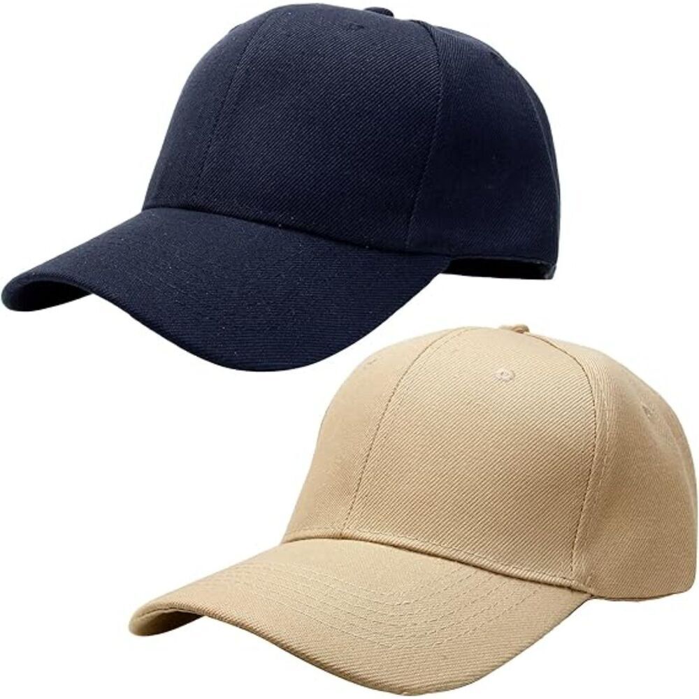 Unisex Navy Khaki Set Of 2 Athletic Adjustable Strap Casual Classic Baseball Cap